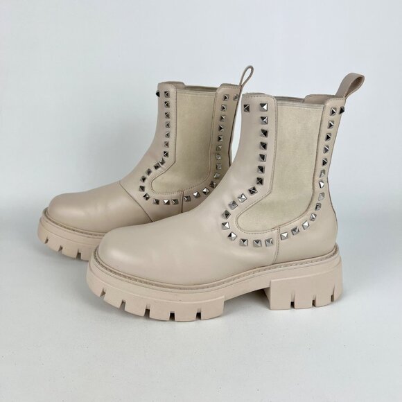 Ash Womens Lenny Studded Leather Chelsea Boots Whisper Cream size EU 38 US 7.5 8 - Picture 3 of 16